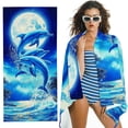 thumbnail image 1 of BANET Beach Towel Pool Swim Towels for Adul Cruise Vacation  Chair Cover Blue Three Dolphin 30x60in, 1 of 8