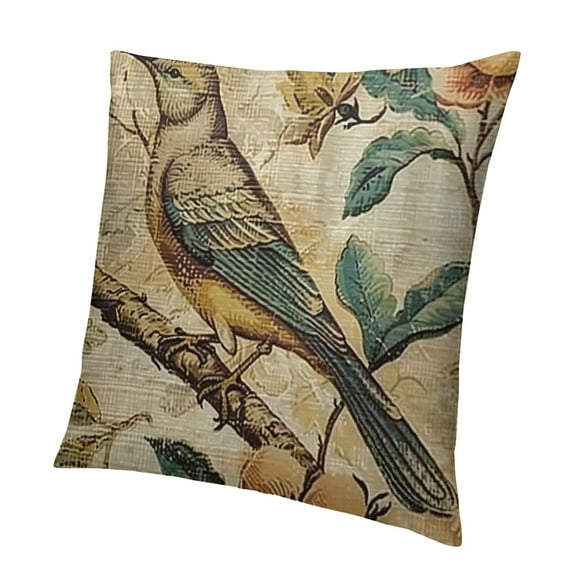 BANET  Bird Floral Chinoiserie Pillow Case Yellow Grey Euro Sham Pillow Cover Asian Colorful Cushion Cover  Accent Pillowcase Rustic Home Decor for Sofa Living Room Bedroom 12x12in