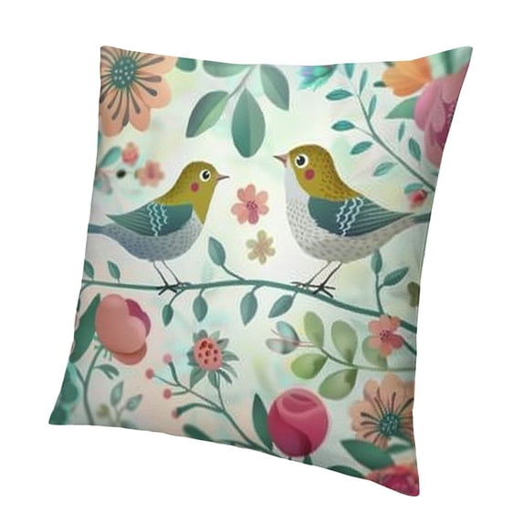 BANET Bird in Short Velvet Throw Pillow Covers Double Sided with Zipper Decorative Pillows for Couch Cushion Sofa Outdoor 18x18in