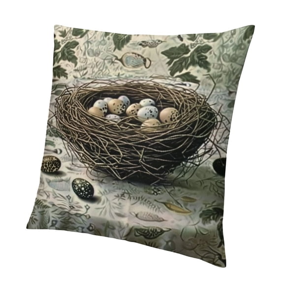 BANET Bird's Nest Pillow Covers Square Home Decorative Throw Pillow Covers Cushion Case for Living Room Couch White