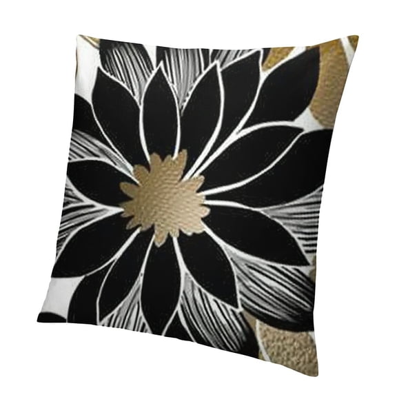 BANET  Black Brown Outdoor Pillow Covers  White Gray Flower Throw Pillows Farmhouse Outdoor Modern Floral Polyester Square Cushion Case Decor for Patio Funiture Garden 12x12in