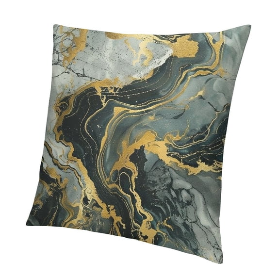 BANET Black Gold Marble Pattern Throw Pillow Covers Double Sided Short Plush Square Pillow Covers Set Cushion Case for Couch Sofa Car Bed Home Decorations 20x20in