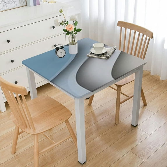 BANET Blue Brown Linen Fabric Tablecloths,Color Block Table Cloth,Simple Rectangle（or Square ） Washable Table Cover for Kitchen Dinning Tabletop Restaurant Picnic White