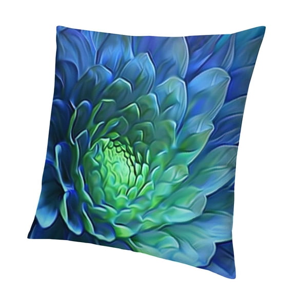BANET Blue Plant Psychedelic Throw Pillow Covers,Flower Decorative Pillow Covers Digital Printing Blended Fabric for Couch Sofa Bed Invisible Zipper 20x20in