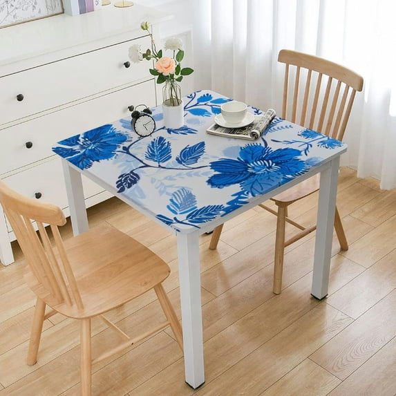 BANET Blue Tablecloth for Rectangle Tables, Table Cloth, Fall Washable Fabric Table Cover for Outdoor Picnic Party Dining Table Decor ( Rectangle) white