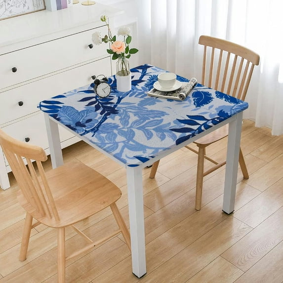 BANET Blue Tablecloth for Square Tables, Blue Table Cloth, Fall Waterproof Washable Fabric Table Cover for Party Dining Table Decor (Square) white
