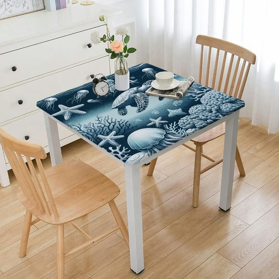 BANET Blue Tablecloths Rectangle Dining Table Cloth Washable Polyester Table Cover for Kitchen Table, Coffee Table, Party