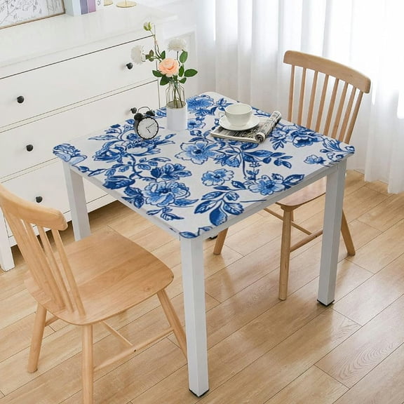 BANET Blue and White Rectangle , Blue Table Cloth, Toile for , , Outdoor Dining white