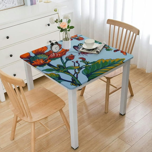BANET  Botanical Print Outdoor Tablecloth Water Resistant Spillproof Polyester Fabric Table Cover with for Patio Garden Tabletop Decor white