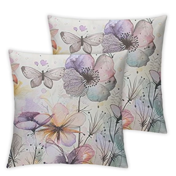 BANET Brown Cream Grey Pink Pillow Covers Watercolor Flower Couch Pillow Cases Rustic Abstract Modern Throw Pillows Set of 2 Farmhouse Home Decor for Room Bedroom Bed Cushion Outdoor  18x18in