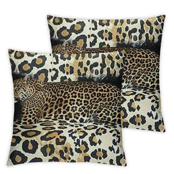 BANET Brown Leopard Pillow Cover Cheetah Throw Pillows Set of 2 Soft Leopard Print Decorative Throw Pillow Covers for Home Couch Sofa Bedroom Livingroom 18x18in