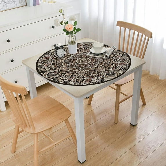BANET Brown Square Tablecloth Ethnic Table Cloth Modern Farmhouse Table Cover Polyester Washable Tablecloth for Home Kitchen Dining Room Picnic Patio Party