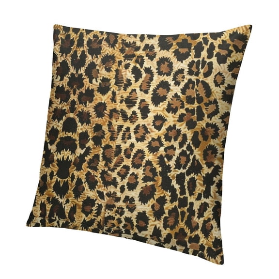 BANET  Brown Throw Pillow Cushion Cover, Leopard Print Animal Skin Digital Printed Wild Savannah Themed Spotted Pattern Art, Decorative Square Accent Pillow Case 20x20in