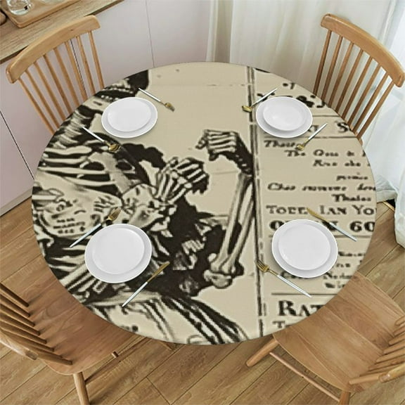 BANET Brown paper Tablecloth Round France Paris Table Cloth Vintage Women Pattern Advertisement Tablecloths for Dining Room, Party, Banquet 31"-35