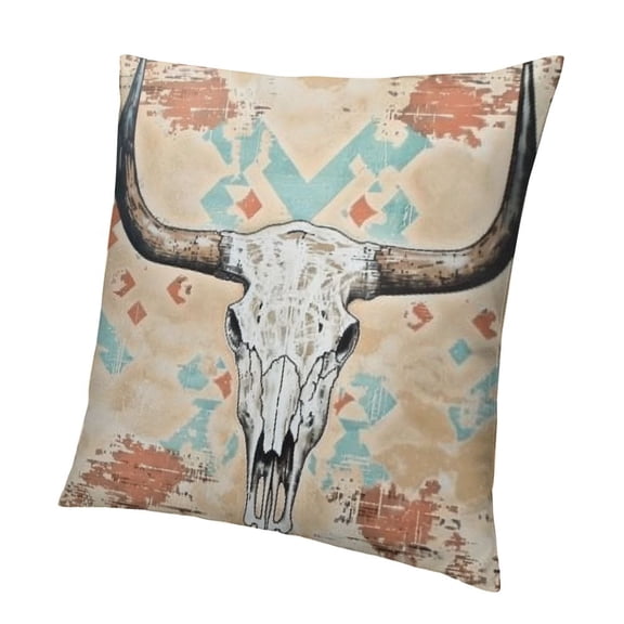 BANET Bull Skull Soft Flannel s Bull Skull Pillowcases Decor for Sofa Couch Bed White