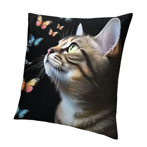 BANET Cat with Case Blackground Throw Pillowcase Double-Sided Pillowcase Decorative Square Cushion Cover for Sofa Bedroom Home Decor 22x22in