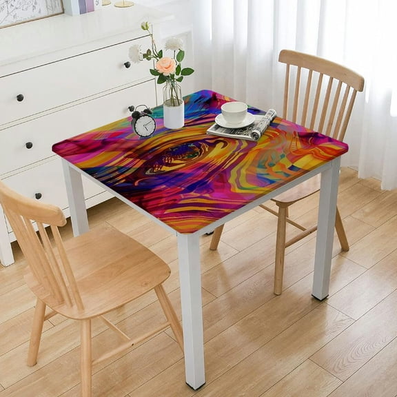 BANET  Chaotic Waves Table Cloth Rectangle Tables Abstract African Rainbow Chaotic Wave Pattern Kitchen Table Cover Tablecloth for Dining Table Buffet Parties Patio Camping white