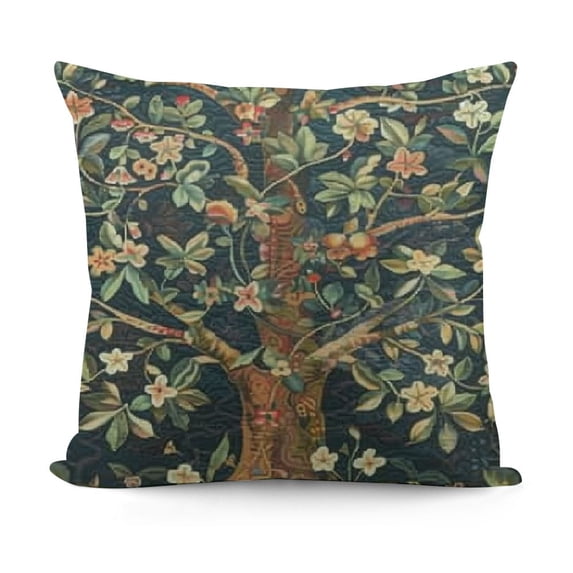 BANET Charlotte Home Furnishings Throw Pillow Covers Decorative Boho Pillow Covers for Couch Living Room Blue Tree Square Pillow Cases Jacquard Woven for Cozy Bedroom Decor 12x12in