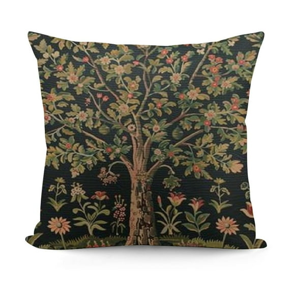 BANET Charlotte Home Furnishings Throw Pillow Covers Decorative Pillow Covers for Couch Living Room Black Tree Square Pillow Cases Jacquard Woven for Cozy Bedroom Decor 18x18in