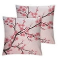 thumbnail image 1 of BANET  Chinese Plum Branch Throw Pillow Covers,Pink Japaness Cherry Decorative Pillow Covers Digital Printing Blended Fabric for Couch Sofa Bed Invisible Zipper Pillow Cases Set of 2 12x12in, 1 of 7