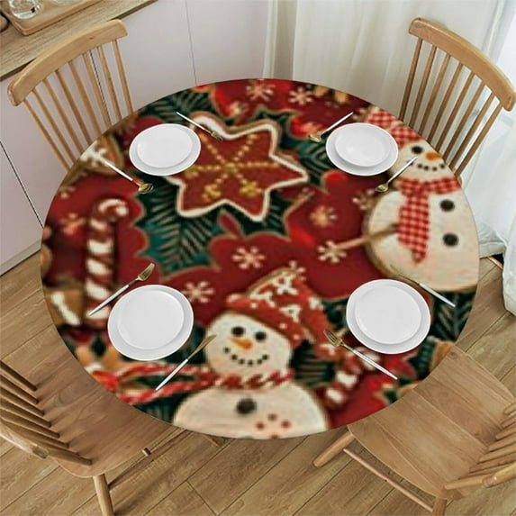 BANET Christmas Cardinal Bird Flowers Round Tablecloth Table Cloth Cover Washable Polyester Dining Decorative for Holiday Home Party Wedding Picnic 46"-50
