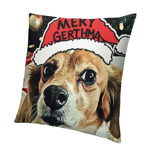 BANET Christmas Dog Merry and Bright Sofa Throw s King Charles Spaniel Case Red Green Yellow Cute Home Decorative Cushion Cases 12x12in