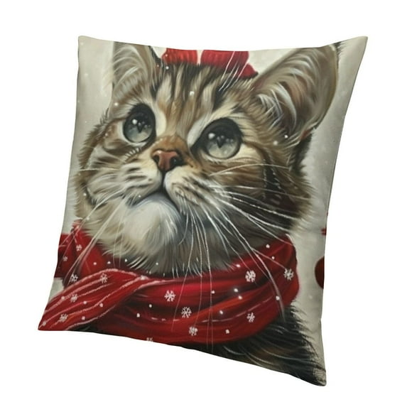 BANET Christmas Lumbar Pillow Covers Merry Christmas Cat Decorative Rectangular Winter Holiday Farmhouse Home Decor For Sofa Couch 24x24in