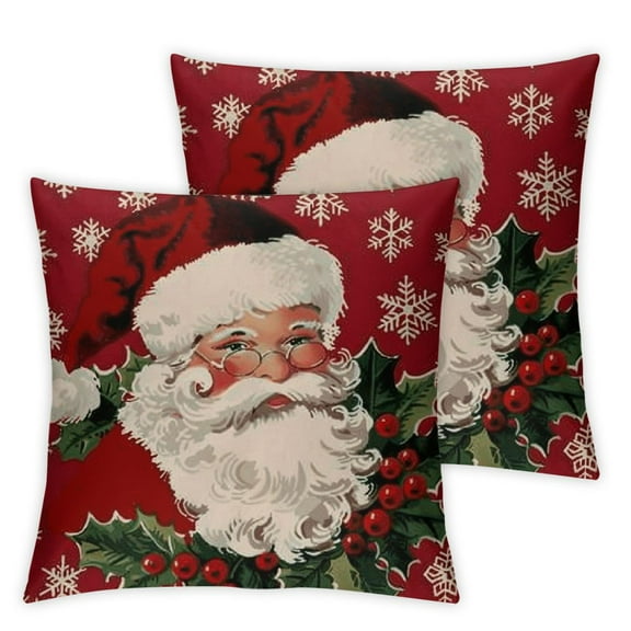 BANET Christmas Pillow Covers Set of 2 Red Decor Throw Pillows Outdoor Cushion Cases for Couch Bed Decorations 12x12in
