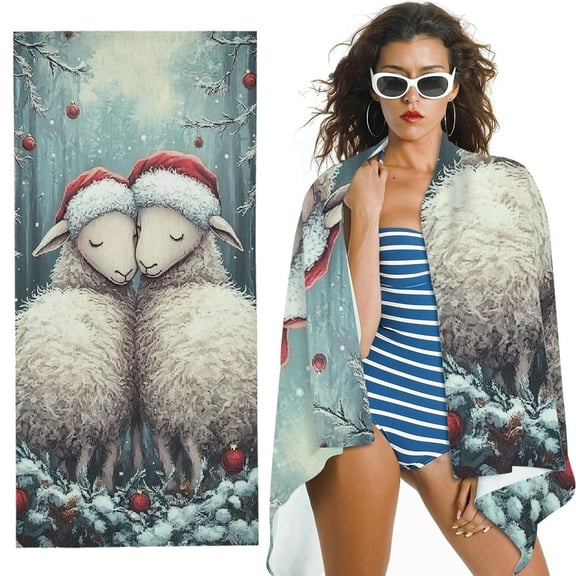 BANET Christmas Sheep Beach Towels for Women Men Quick Dry Pool Towels Beach for Women Men Girls Kids 30x60in