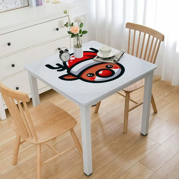 BANET Christmas Tablecloth Rectangle  Water Resistant Holiday Decorative Print New Year’s Eve Oblong Cloth Tablecloth - Easy Care Fabric Table Covering for Party, Kitchen, Dining Room, Outdoor White