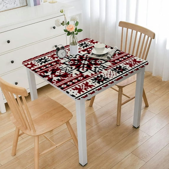 BANET Christmas Tablecloth for Rectangle/square Table Chrsitmas Snow Red Background Dust-Proof Table Cloth, Table Cover for Kitchen Dinning Party Wedding White