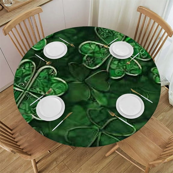BANET Cloth Round Saint Patrick's Day Reusable Tablecloth Waterproof Outdoor Tablecloth Table Cover for Kitchen Party Picnic Valentines Decorations 38"-42