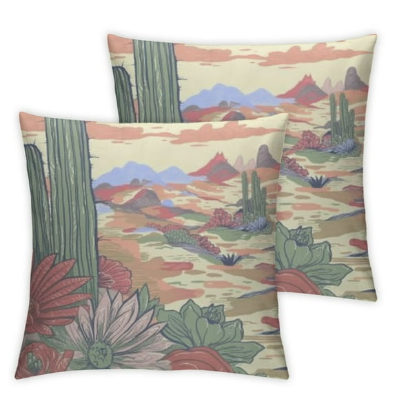 BANET Colorful Cacti Satin Pillowcase for Hair and Skin Pillowcase - Pillow Covers with Envelope Closure Pillow Cases Set of 2 12x12in