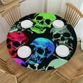 thumbnail image 1 of BANET Colorful Skull Spooky Round Table Cloth Happy Halloween Theme Polyester Tablecloth Waterproof Tablecloth Table Cover for Kitchen Outdoor Party Picnic 54"-58, 1 of 8