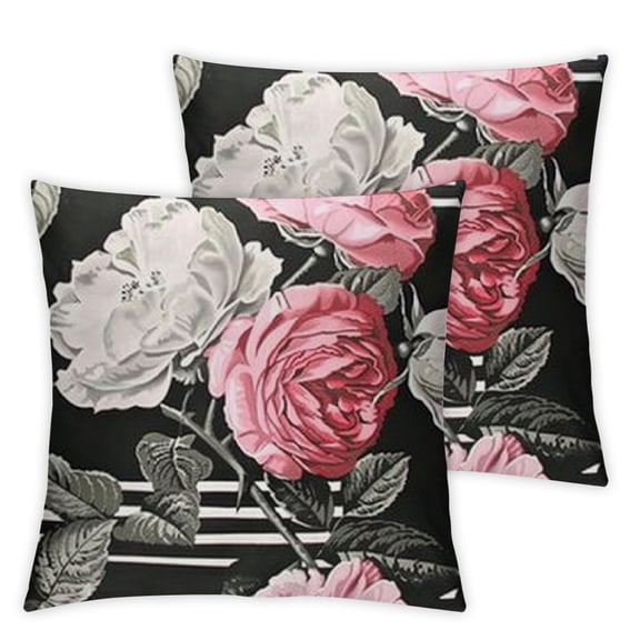 BANET Comfortable Pillowcases Pack of 2, Black and White Striped Throw Pillow Covers Cases Premium Soft,Fit All Season Home Decor for Sofa Bedroom 12x12in