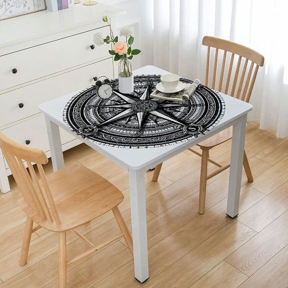 BANET Compass Tablecloth, Compass Illustration Navigating Marine Instrument Antique Group Artwork Print, Rectangular Table Cover for Dining Room Kitchen Decor