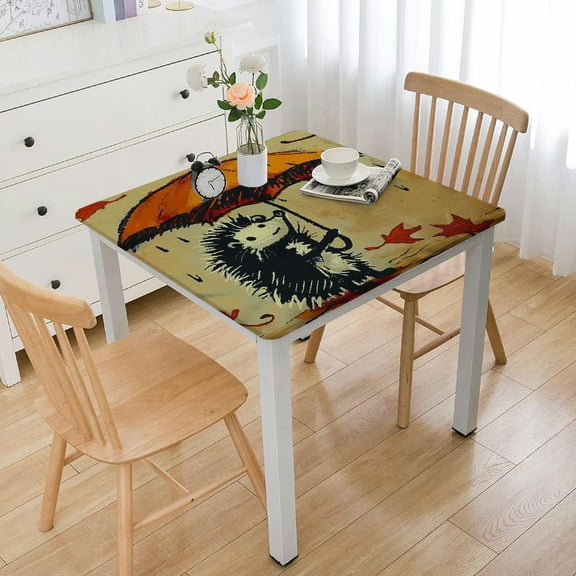 BANET Cotton Linen Fun Tablecloth, Notebook Cover Design Two with an Rainy Weather Cloud, Dining Room Kitchen Rectangular Table Cover, Yellow Dark Orange Black White