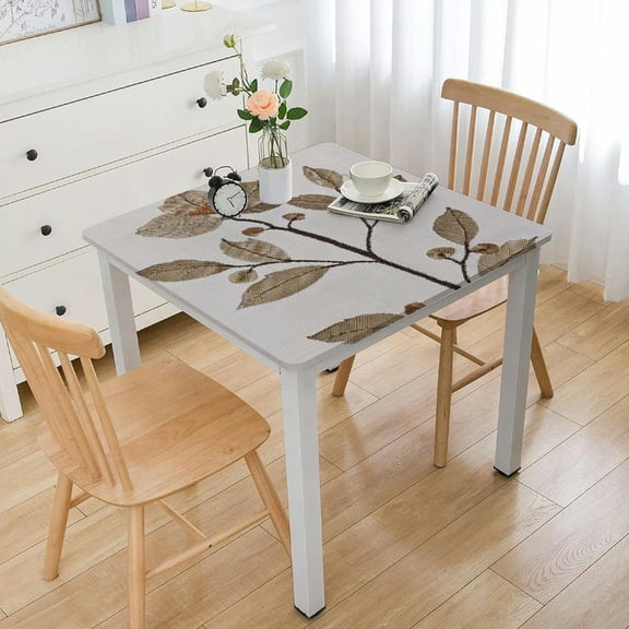 BANET Cotton Linen Tablecloths for Rectangle Tables, Table Cloth Covers Coffee Leaves Wrinkle Free Rectangle Tablecloth for Kitchen Dining Table white