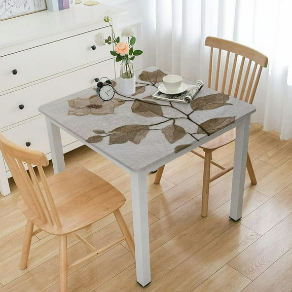 BANET Cotton Linen Tablecloths for Rectangle Tables, Table Cloth Covers Coffee Leaves Wrinkle Free Rectangle Tablecloth for Kitchen Dining Table white