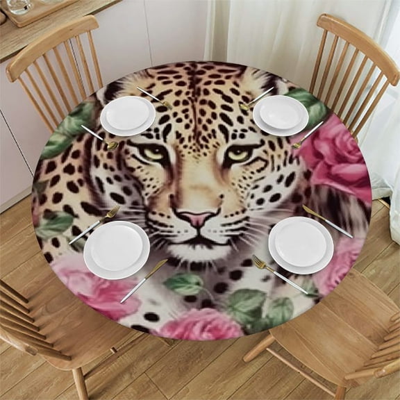 BANET Crane Round Tablecloth,Asia Bird Japanese Animal Water Resistant Polyester Table Cloth Decorative Table Cover for Kitchen, Dining Desk,Party,Holiday 42"-46