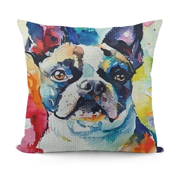 BANET Creative Multicolored Throw Pillow Covers Puppy Animal Art Painting Square Pillowcases for Home Decor Sofa Car Bedroom Pillow case 22x22in