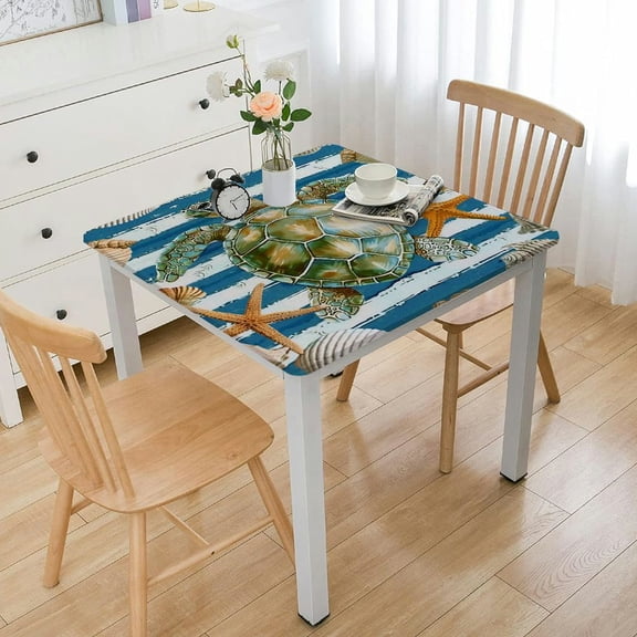 BANET Custom Fitted Tablecloth Square, Customizable Elastic Edge Polyester Table Cover, Add Personal Picture Text Table Cloth, for Family Wedding Holiday Party Tablecloths Gift, Full Size White