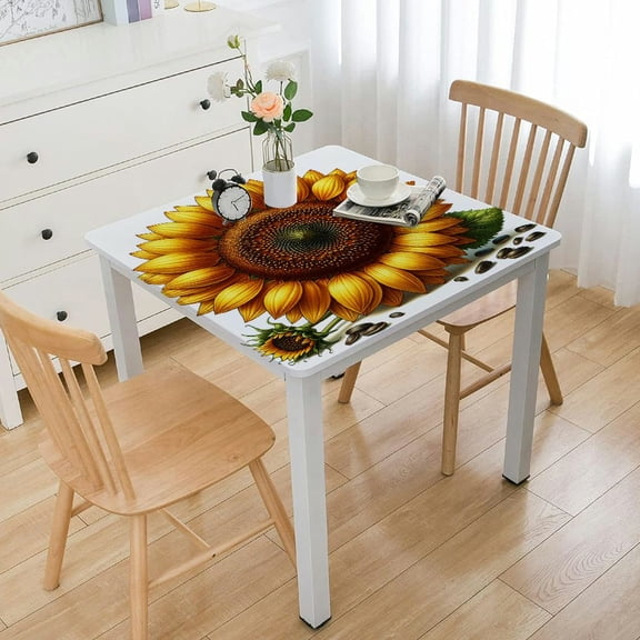 BANET Custom Fitted Tablecloth Square, Personal Picture Text Polyester Tablecloths, Customizable Table Cover for Holiday Banquet Picnic Gift, White