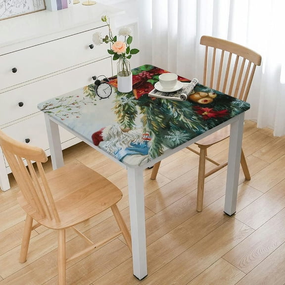BANET Cute Rectangle Tablecloth Waterproof Oil Polyester Table Cloth Decor Washable Water Vinyl Table Cover for Banquet Party Kitchen Dining Room White