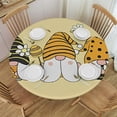 thumbnail image 1 of BANET Cute Sunflower Bee Gnomes Round Fitted Tablecloth with Elastic Protector Table Cloth Kitchen Dinner Waterproof Oil-Proof Table Cover 42"-46, 1 of 8