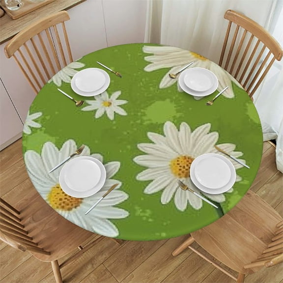 BANET Daisy Tablecloth, Spring Summer Cartoon Floral Flower Table Cover for Kitchen Dining Table Picnic Decor 31"-35