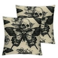 thumbnail image 1 of BANET Death Moth Square Cushion Covers Set of 2 Skull Decor Reversible Outdoor Throw Pillow Covers Cases for Halloween Decorations Throw Pillowcases for Sofa Couch Chair Decor 24x24in, 1 of 7