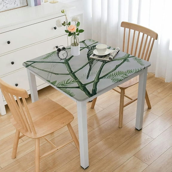 BANET  Decorative Butterfly Floral Print Polyester Table Cloth Stain Resistant and Spillproof Rectangle Tablecloth for Dinning Room white