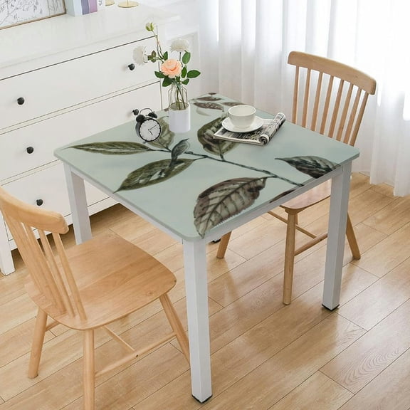 BANET Decorative Camellia Floral Print Polyester Rectangle Tablecloth Waterproof Fabric Round Table Cloth, Table Cover for Dining Room and Party white