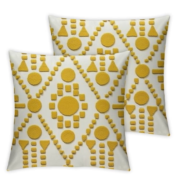 BANET Decorative Couch Throw Pillow Covers Embroidered Diamond Throw Pillow Cases Set Cushions Cover for Sofa Bed Pack of 2 Mustard Yellow 22x22in